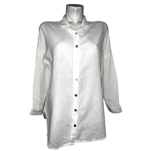 Soft Surroundings Top Ivory Peregrine Gauze Shirt Tunic Blouse Women's Size PM
